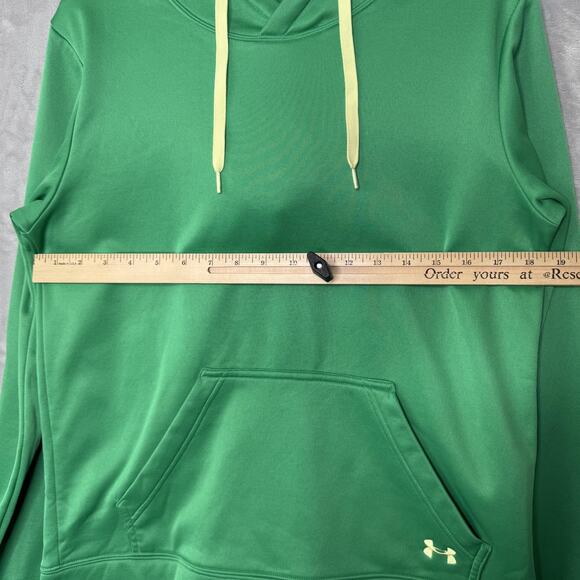 Under Armour Hoodie Sweatshirt Mens Medium Green Pullover Semi-Fitted Fleece - Picture 6 of 8